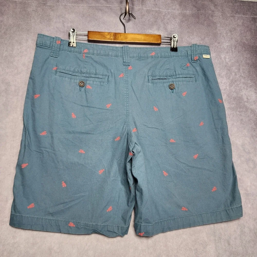 Magellan Outdoors Mens 38 Blue Lobster Print All Over Chino Shorts Casual Summer